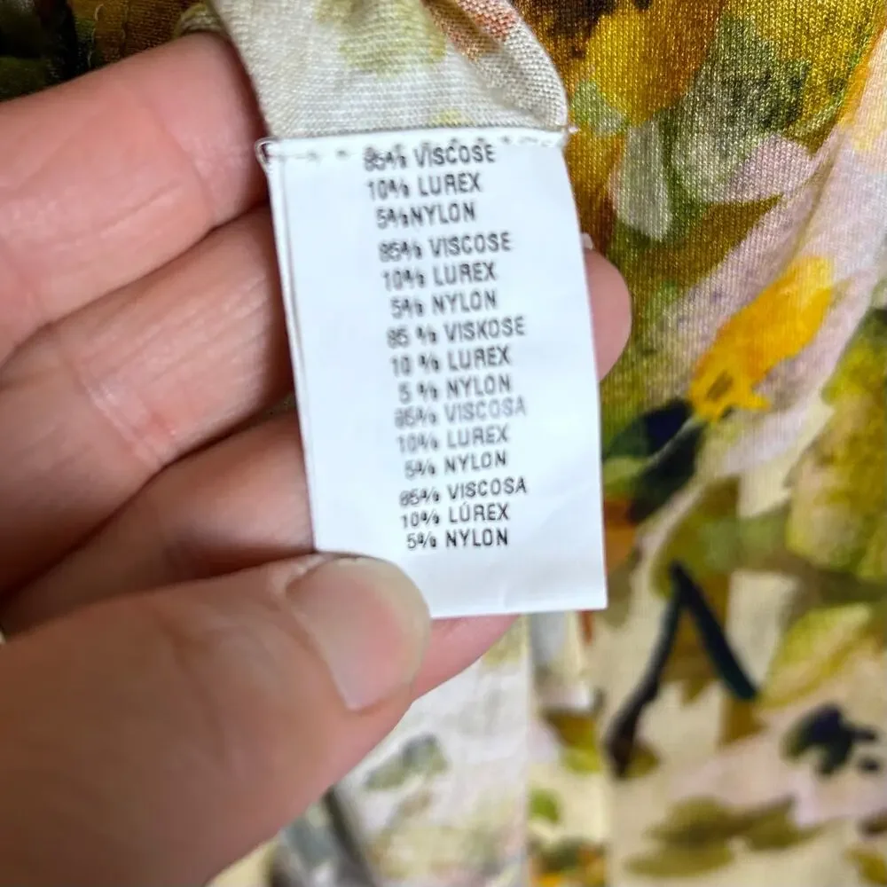 Blank London + Anthropologie top small boho cottagecore puff metallic yellow